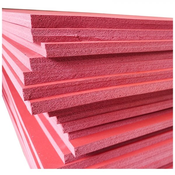 Red silicone rubber pads in sheets